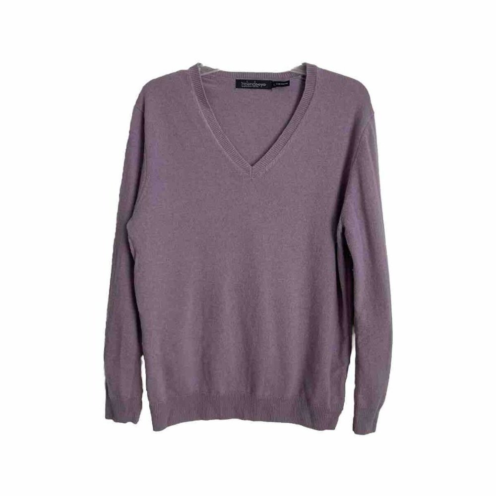 IrelandsEye Purple Fine Merino Wool Sweater Pullover V-Neck Mens